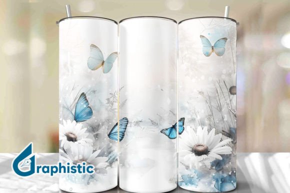 Blue Floral Butterfly Tumbler Wrap 28: A Versatile Graphics Background
