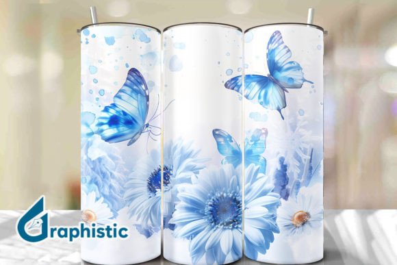 Blue Floral Butterfly Tumbler Wrap 40: A Graphics Gem for Backgrounds