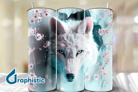 Valentine Wolf Floral Tumbler Wrap 24: Perfect for Graphics and Backgrounds
